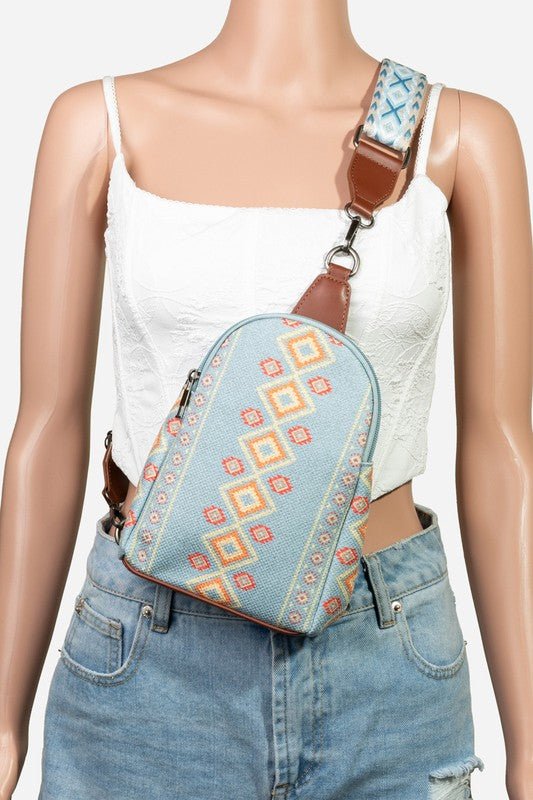 Fame Geometric Wide Strap Crossbody Bag - BloomBliss.com