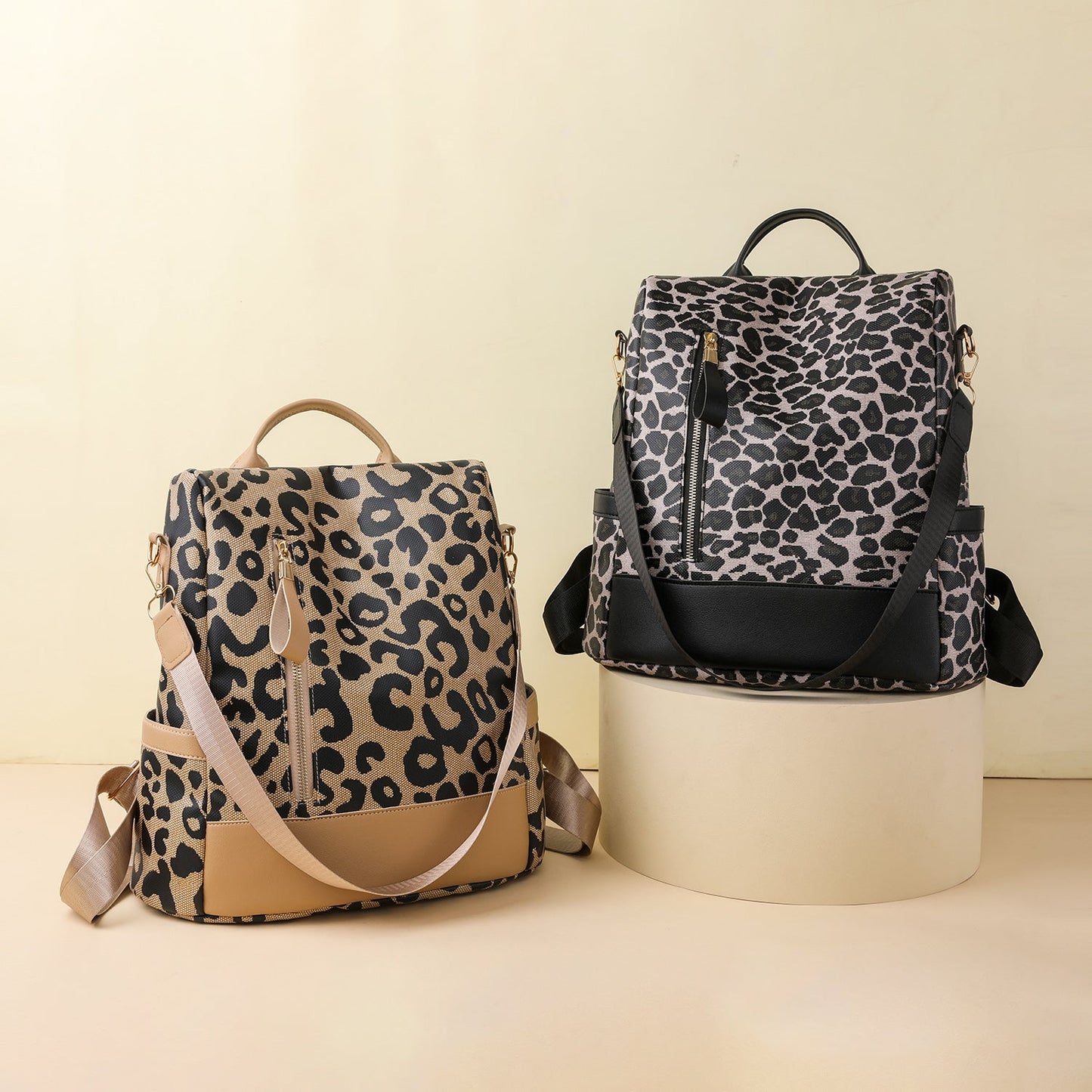 Leopard PU Leather Backpack Bag - BloomBliss.com