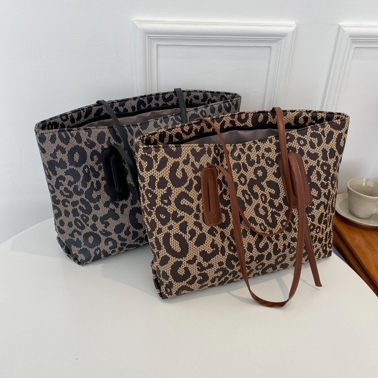 PU Leather Leopard Tote Bag - BloomBliss.com