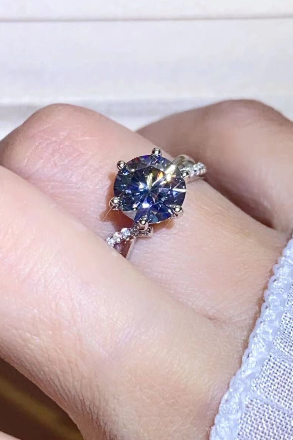 2 Carat Moissanite Ring in Smokey Gray - BloomBliss.com