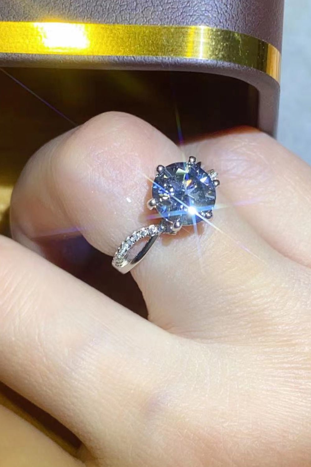 2 Carat Moissanite Ring in Smokey Gray - BloomBliss.com