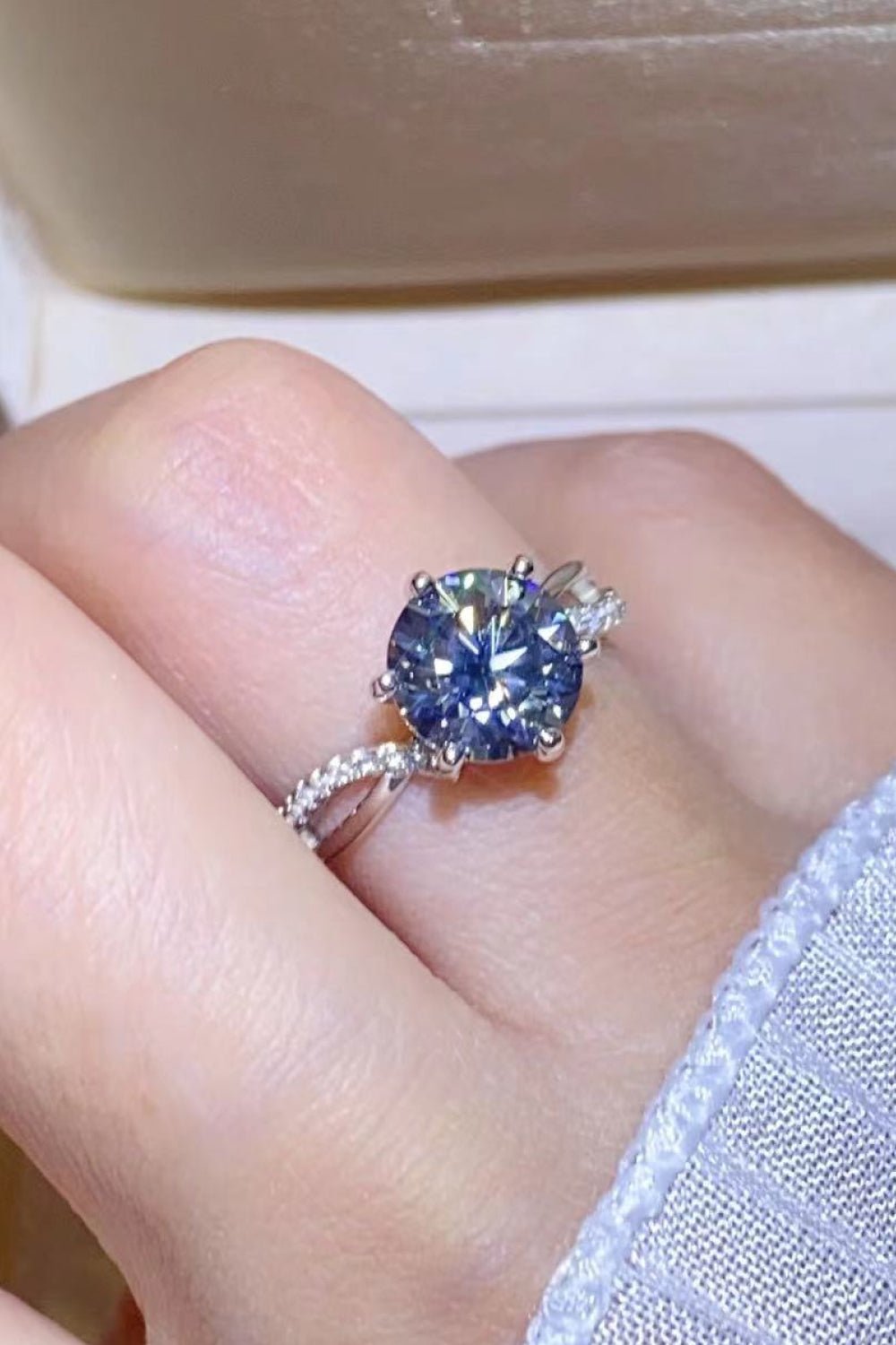 2 Carat Moissanite Ring in Smokey Gray - BloomBliss.com