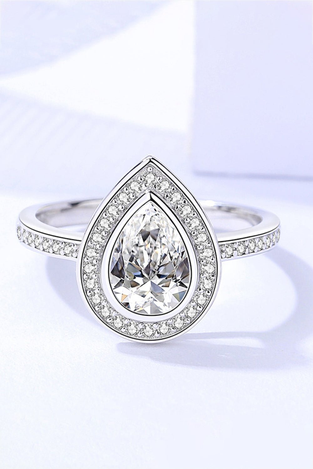 925 Sterling Silver Teardrop Moissanite Ring - BloomBliss.com