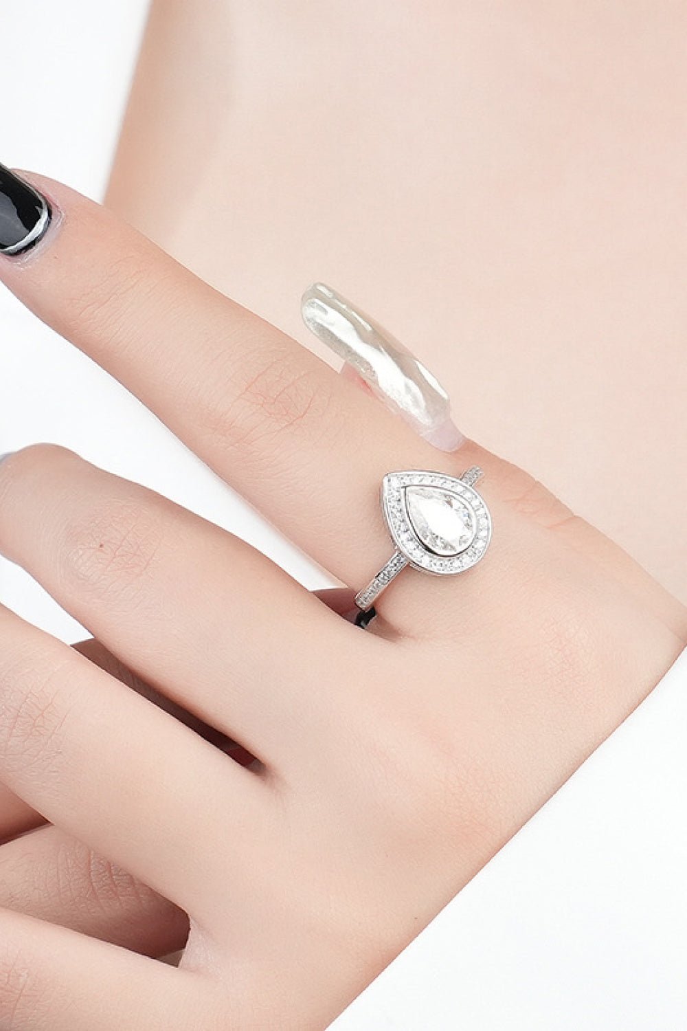 925 Sterling Silver Teardrop Moissanite Ring - BloomBliss.com