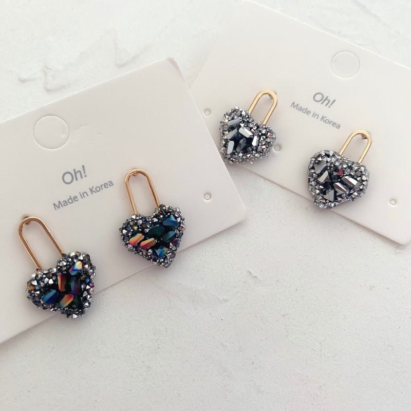 Black Heart Rocky Earrings - BloomBliss.com