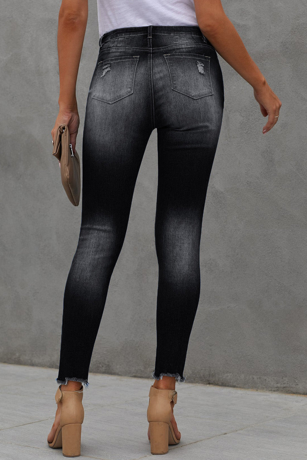 Button Fly Hem Detail Ankle-Length Skinny Jeans - BloomBliss.com