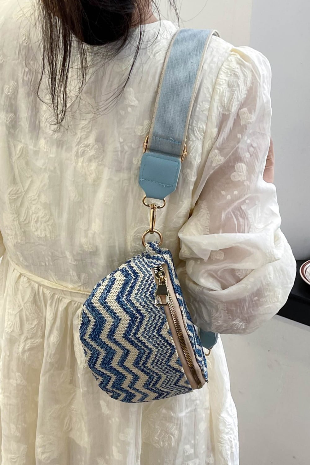 Chevron Straw Sling Bag - BloomBliss.com