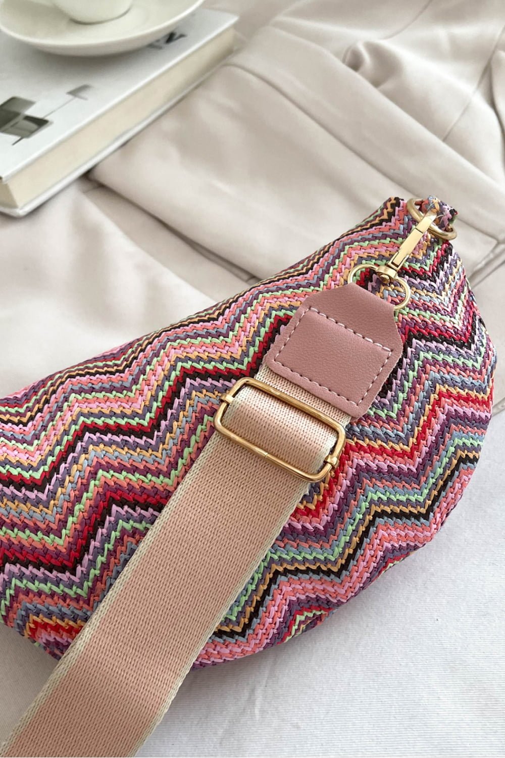 Chevron Straw Sling Bag - BloomBliss.com