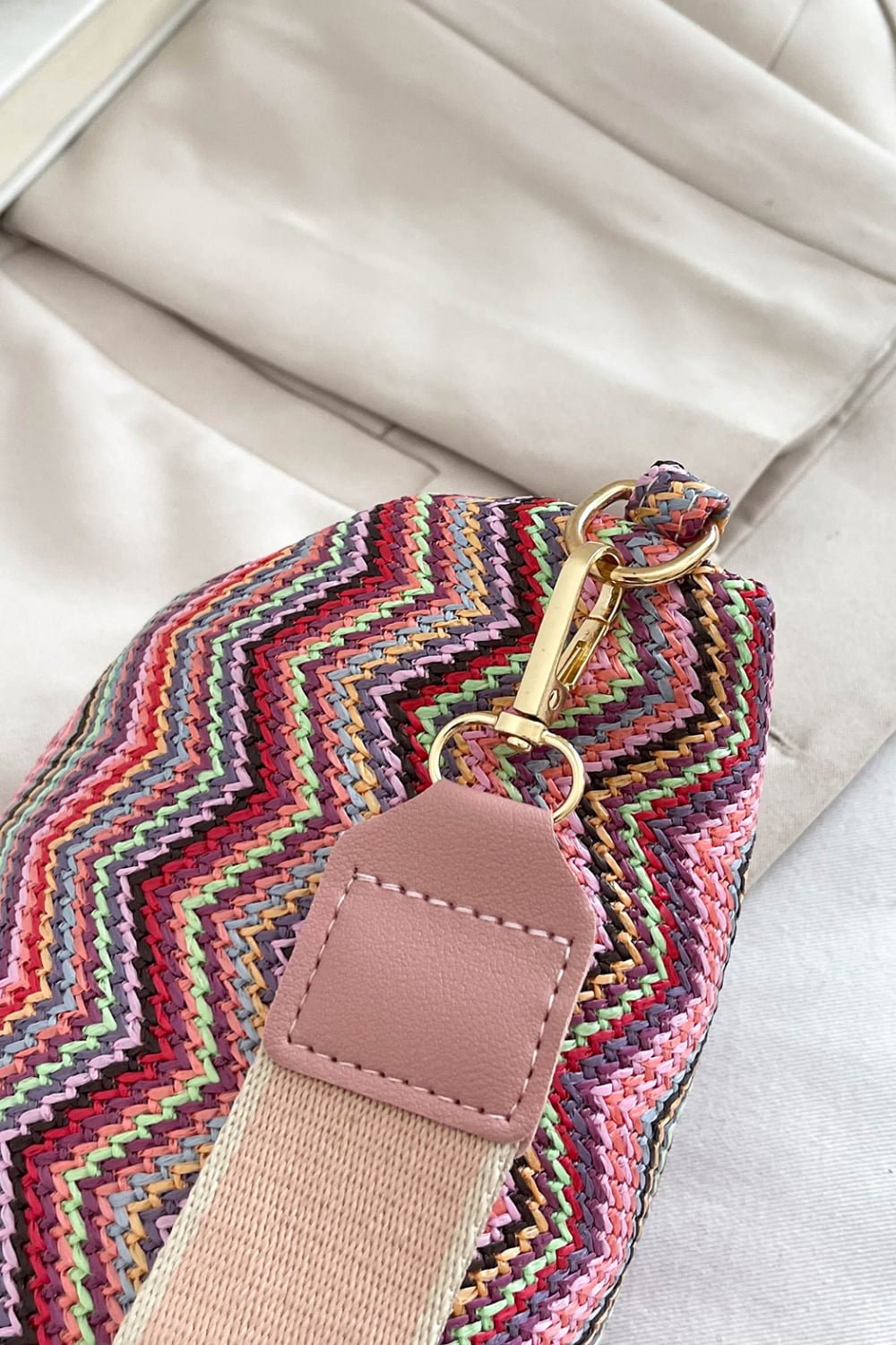 Chevron Straw Sling Bag - BloomBliss.com