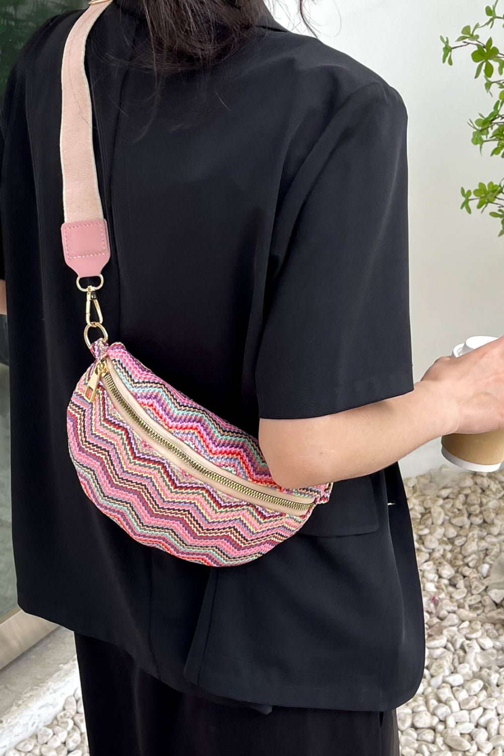 Chevron Straw Sling Bag - BloomBliss.com
