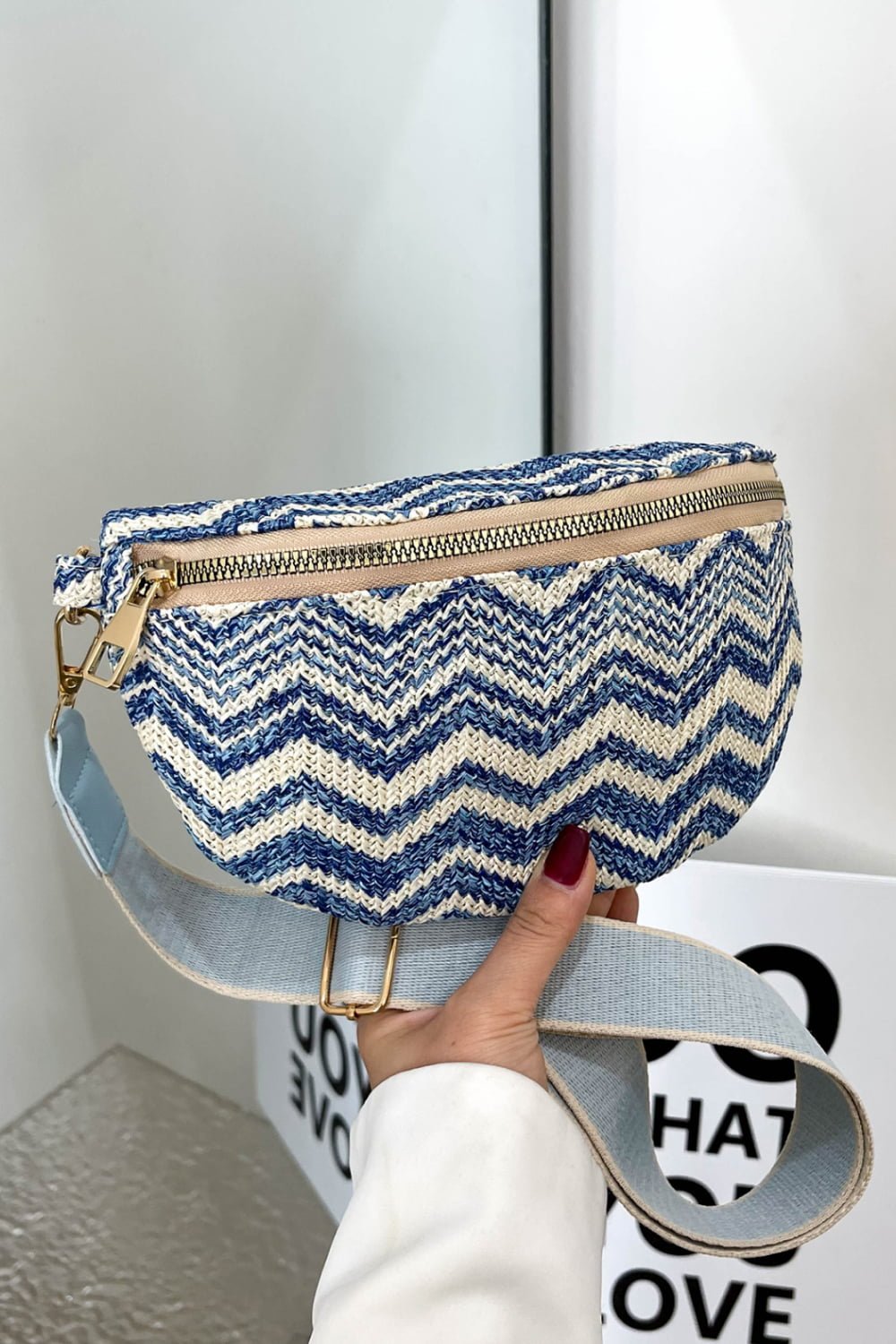 Chevron Straw Sling Bag - BloomBliss.com