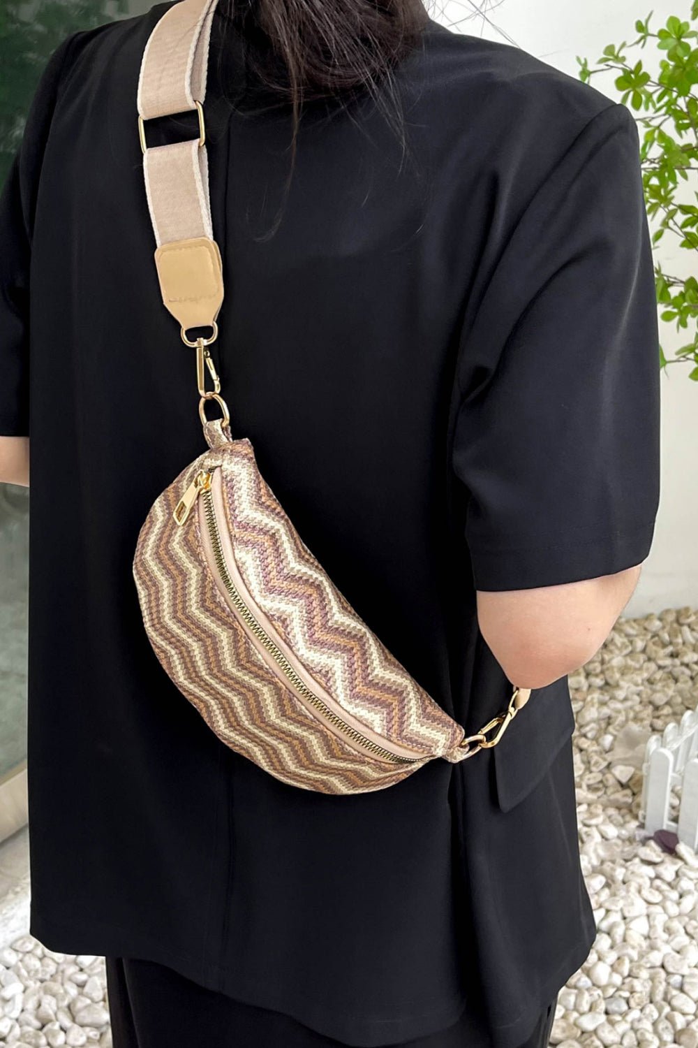 Chevron Straw Sling Bag - BloomBliss.com