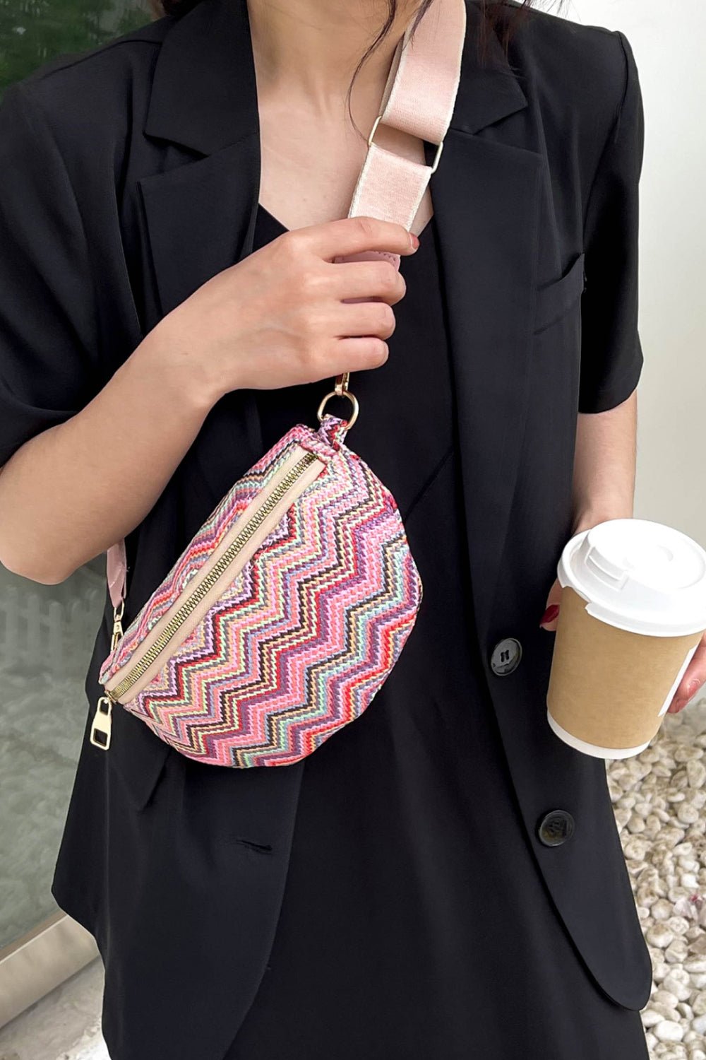 Chevron Straw Sling Bag - BloomBliss.com