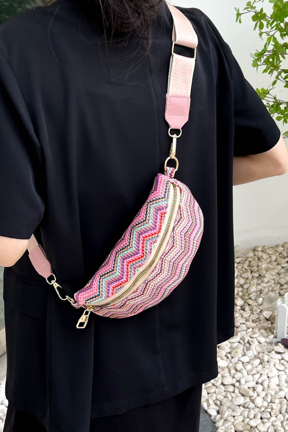 Chevron Straw Sling Bag - BloomBliss.com