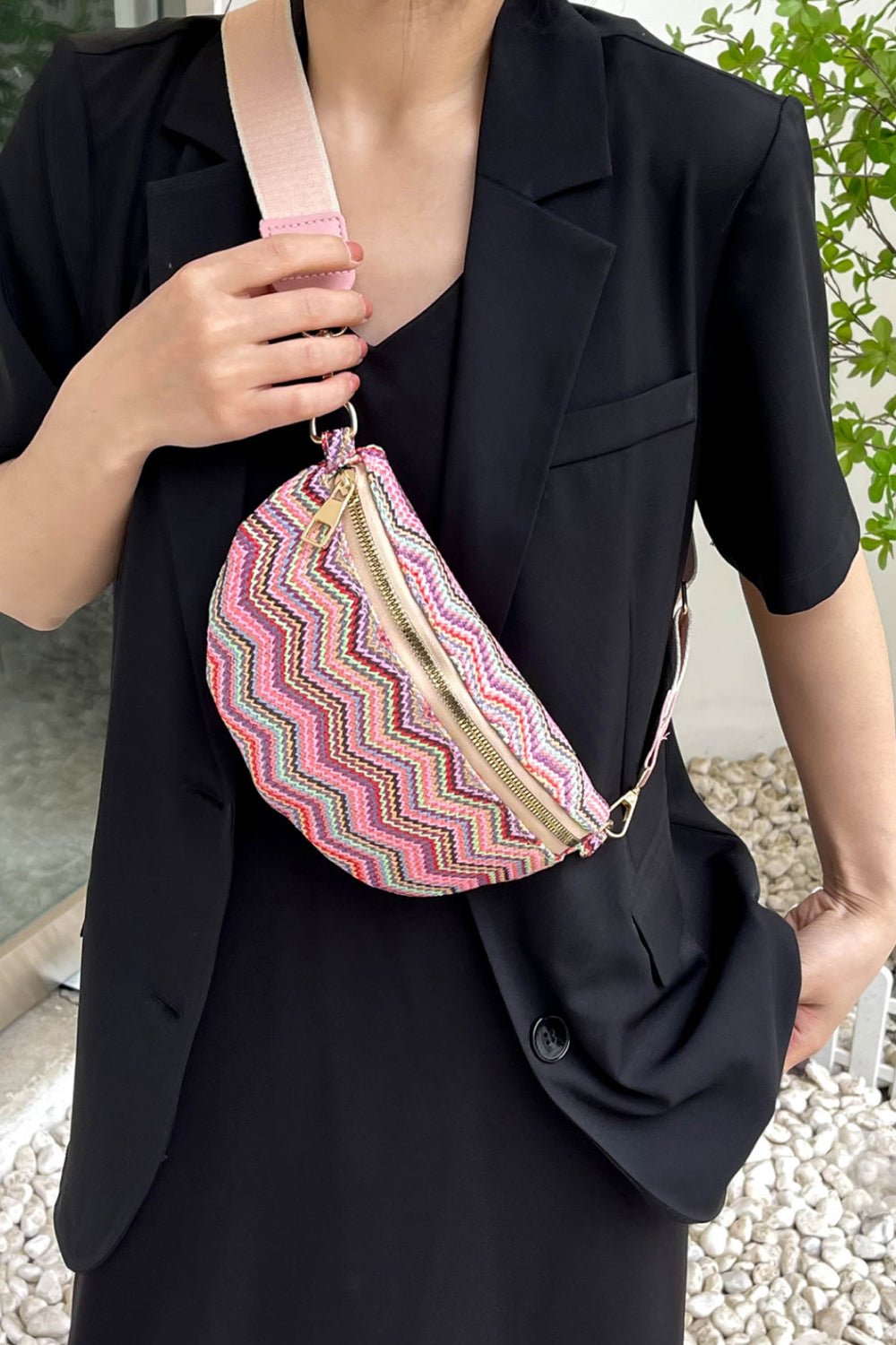 Chevron Straw Sling Bag - BloomBliss.com