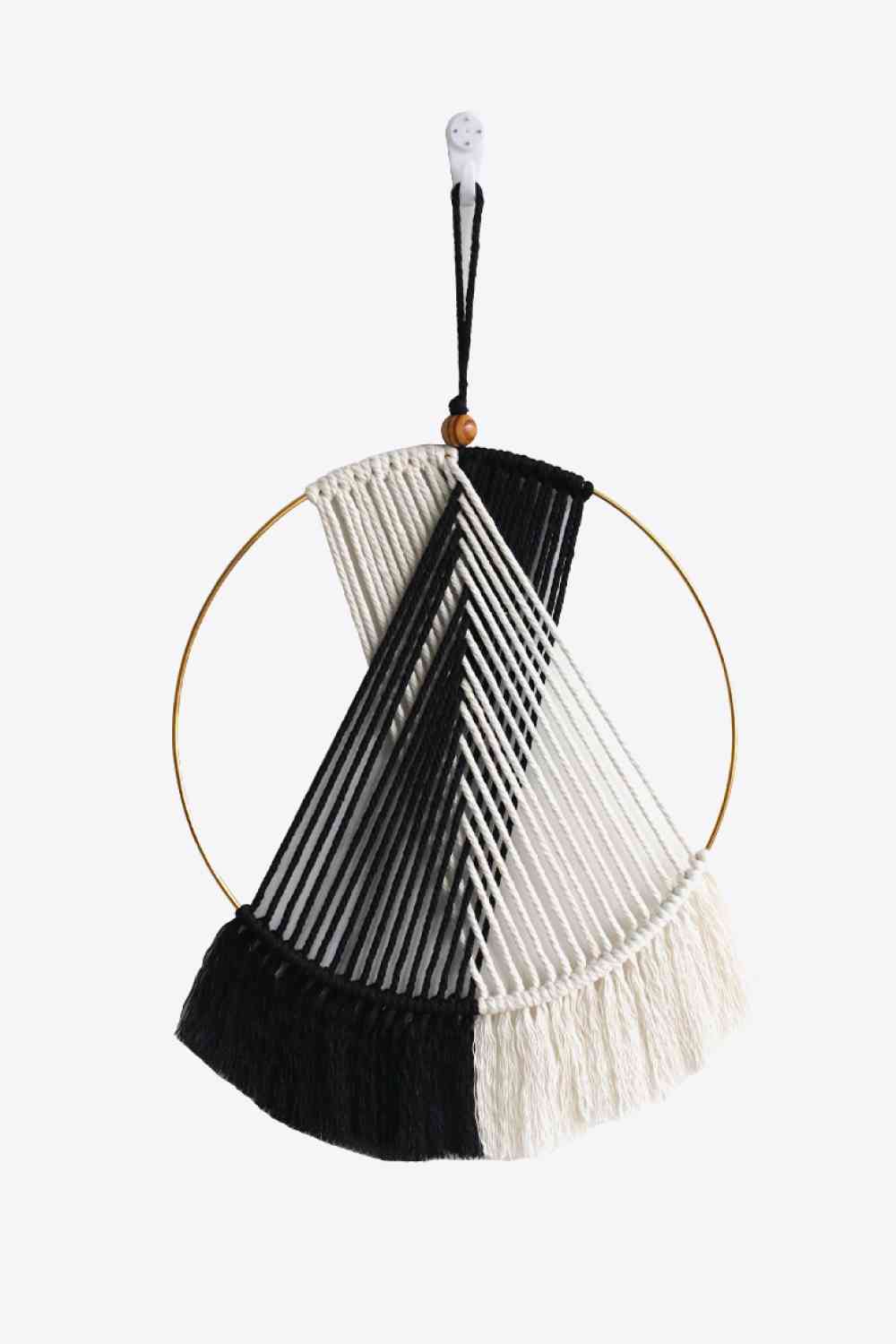 Contrast Fringe Round Macrame Wall Hanging - BloomBliss.com