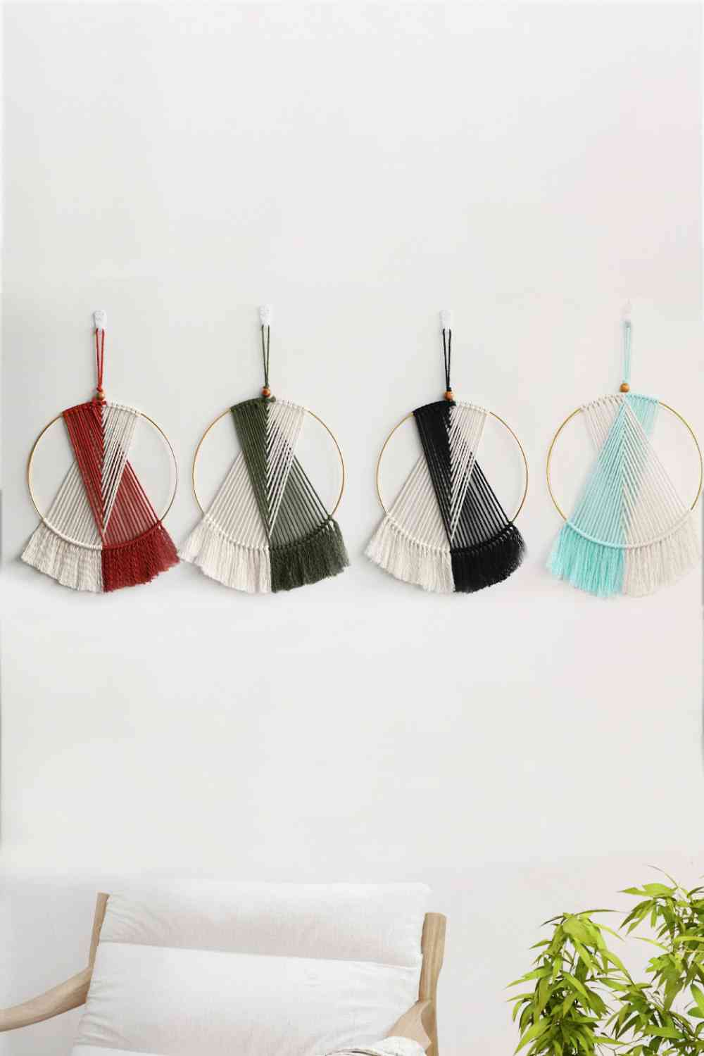 Contrast Fringe Round Macrame Wall Hanging - BloomBliss.com