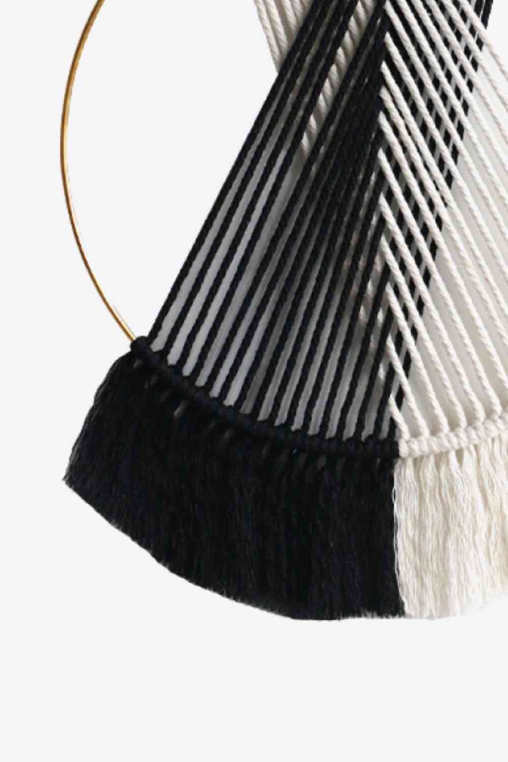Contrast Fringe Round Macrame Wall Hanging - BloomBliss.com