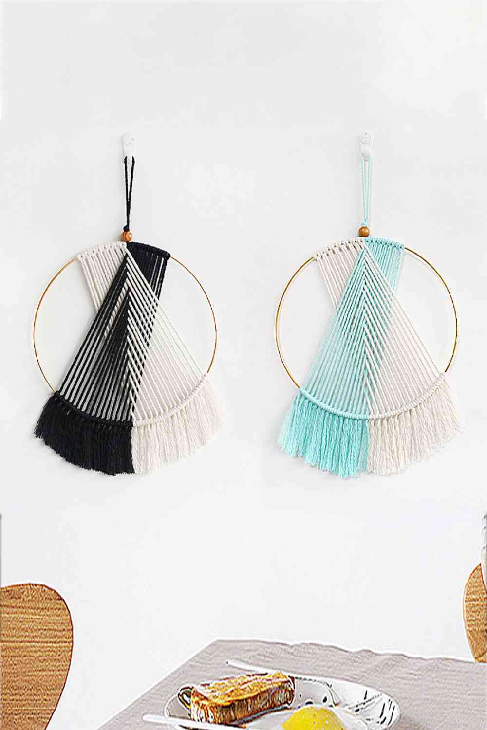 Contrast Fringe Round Macrame Wall Hanging - BloomBliss.com