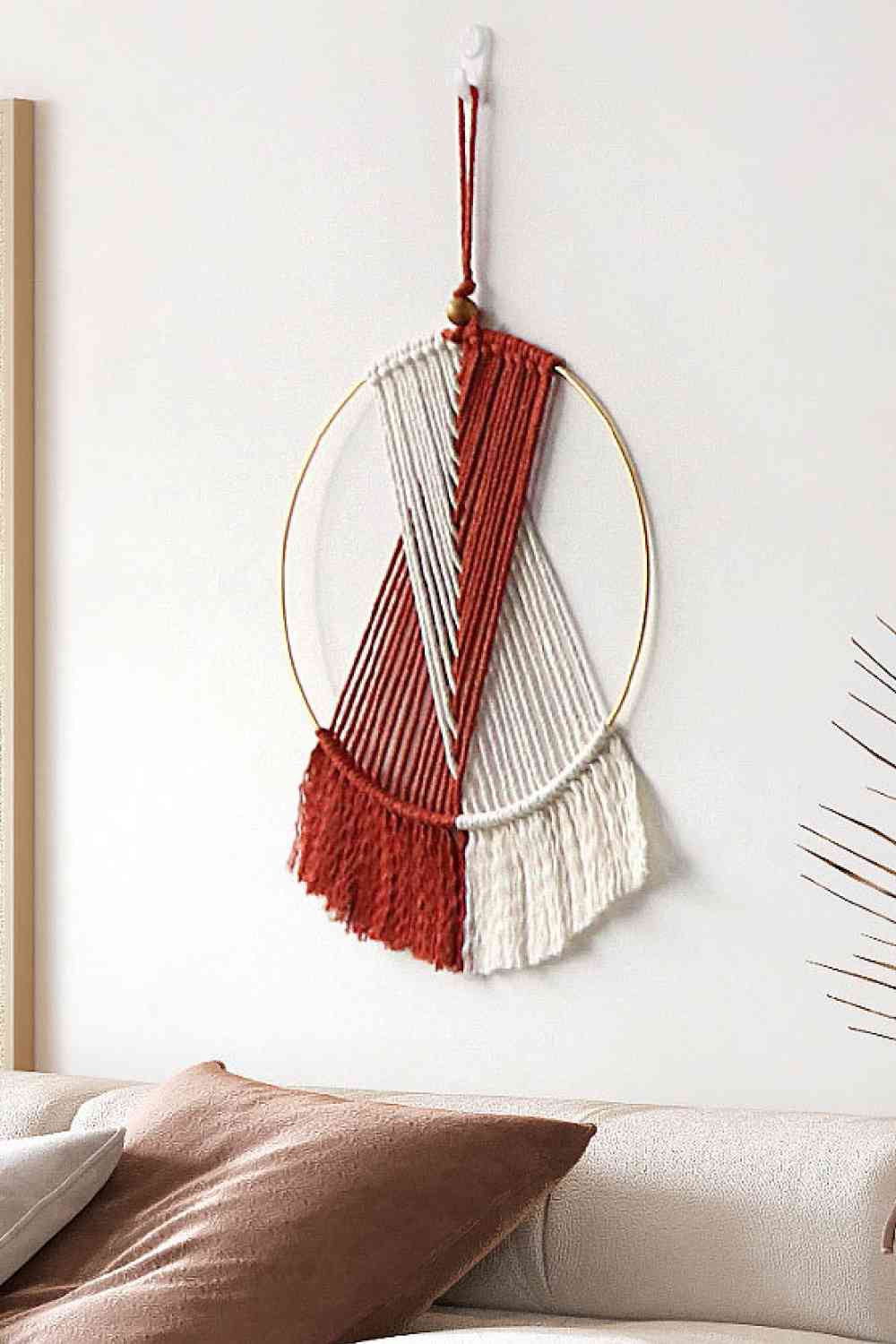 Contrast Fringe Round Macrame Wall Hanging - BloomBliss.com