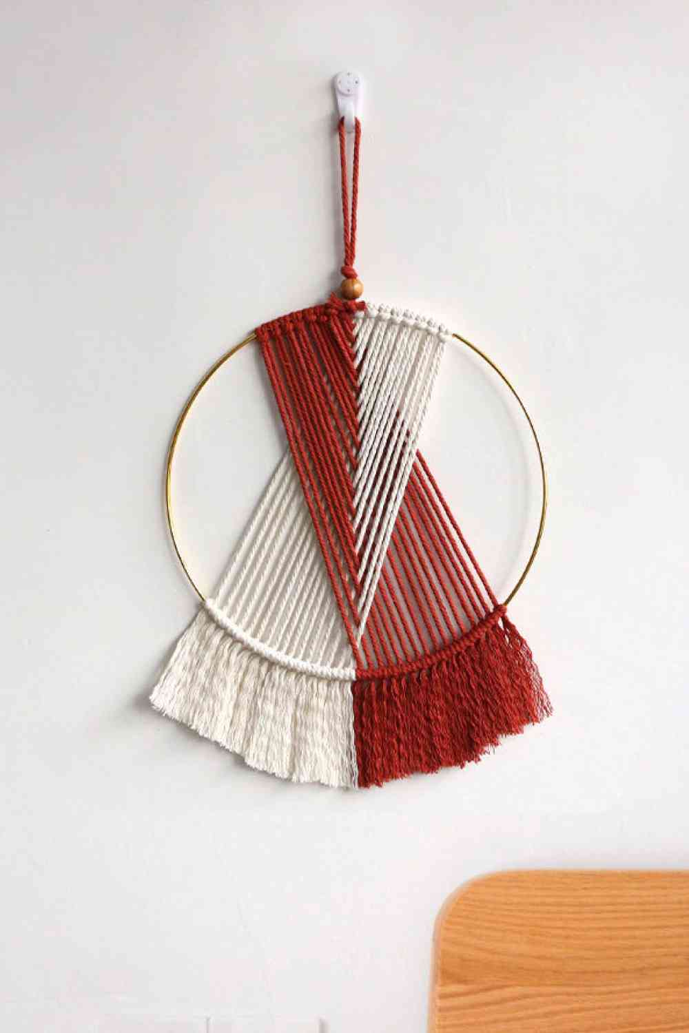 Contrast Fringe Round Macrame Wall Hanging - BloomBliss.com
