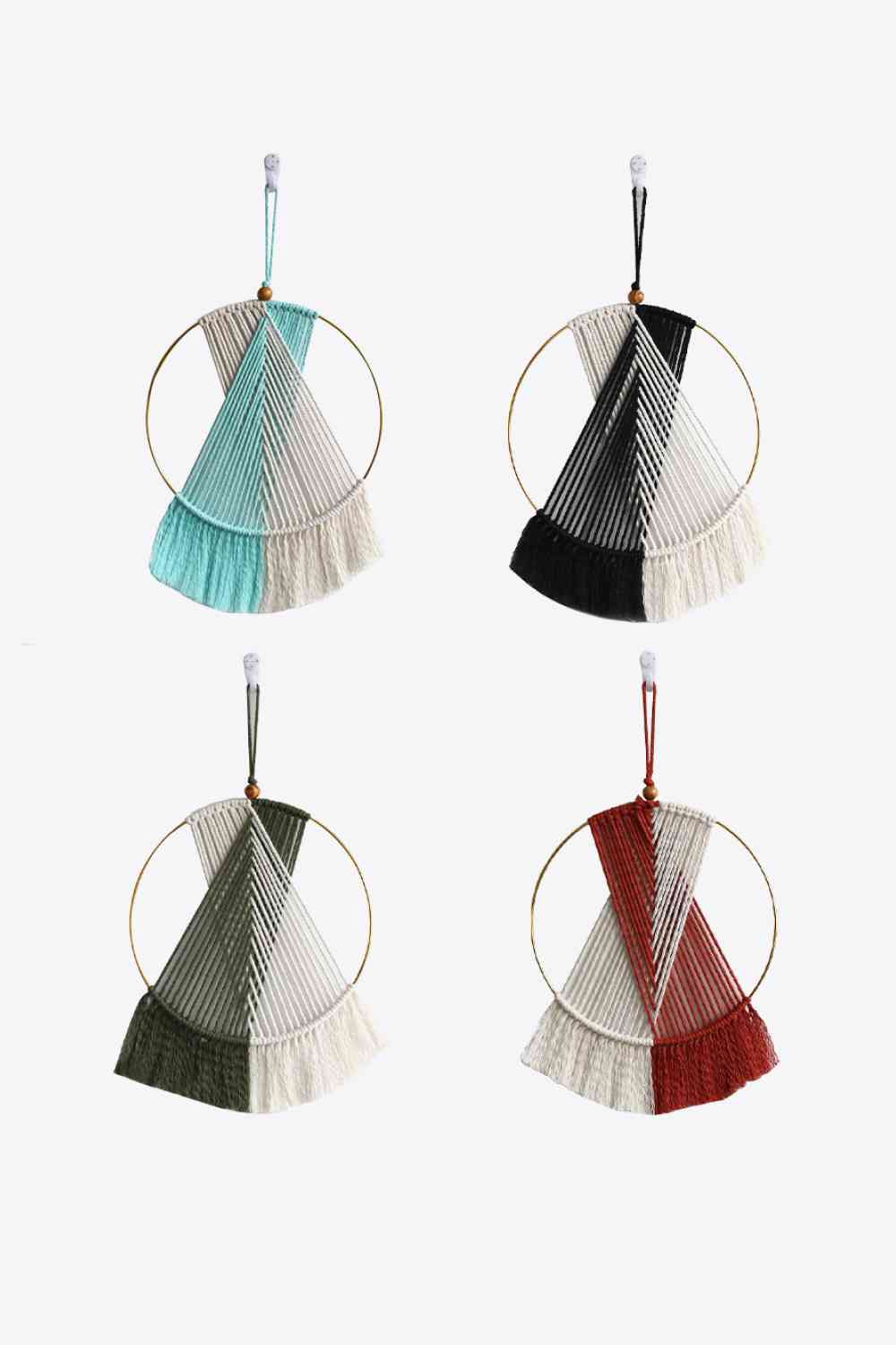 Contrast Fringe Round Macrame Wall Hanging - BloomBliss.com