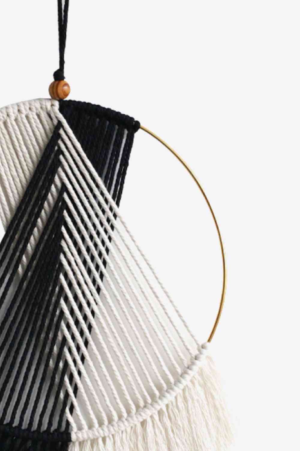 Contrast Fringe Round Macrame Wall Hanging - BloomBliss.com