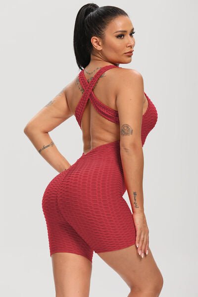 Crisscross Wide Strap Active Romper - BloomBliss.com