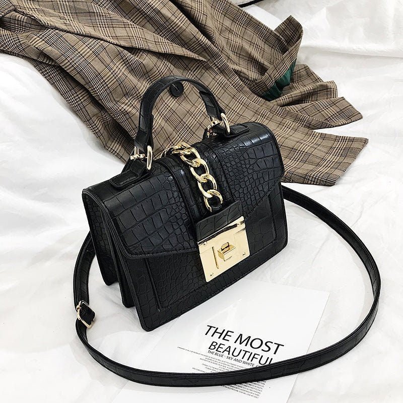 Croc Pattern Twist Lock Cross-Body Purse - BloomBliss.com