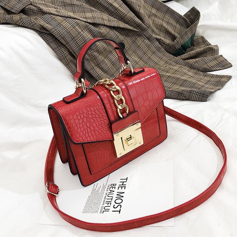 Croc Pattern Twist Lock Cross-Body Purse - BloomBliss.com