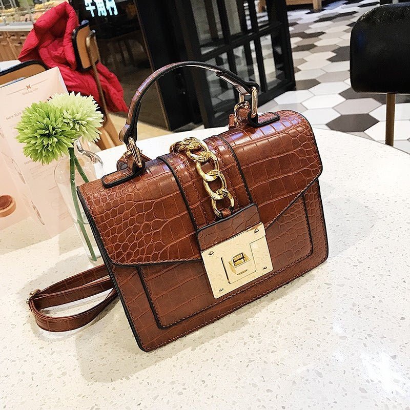 Croc Pattern Twist Lock Cross-Body Purse - BloomBliss.com