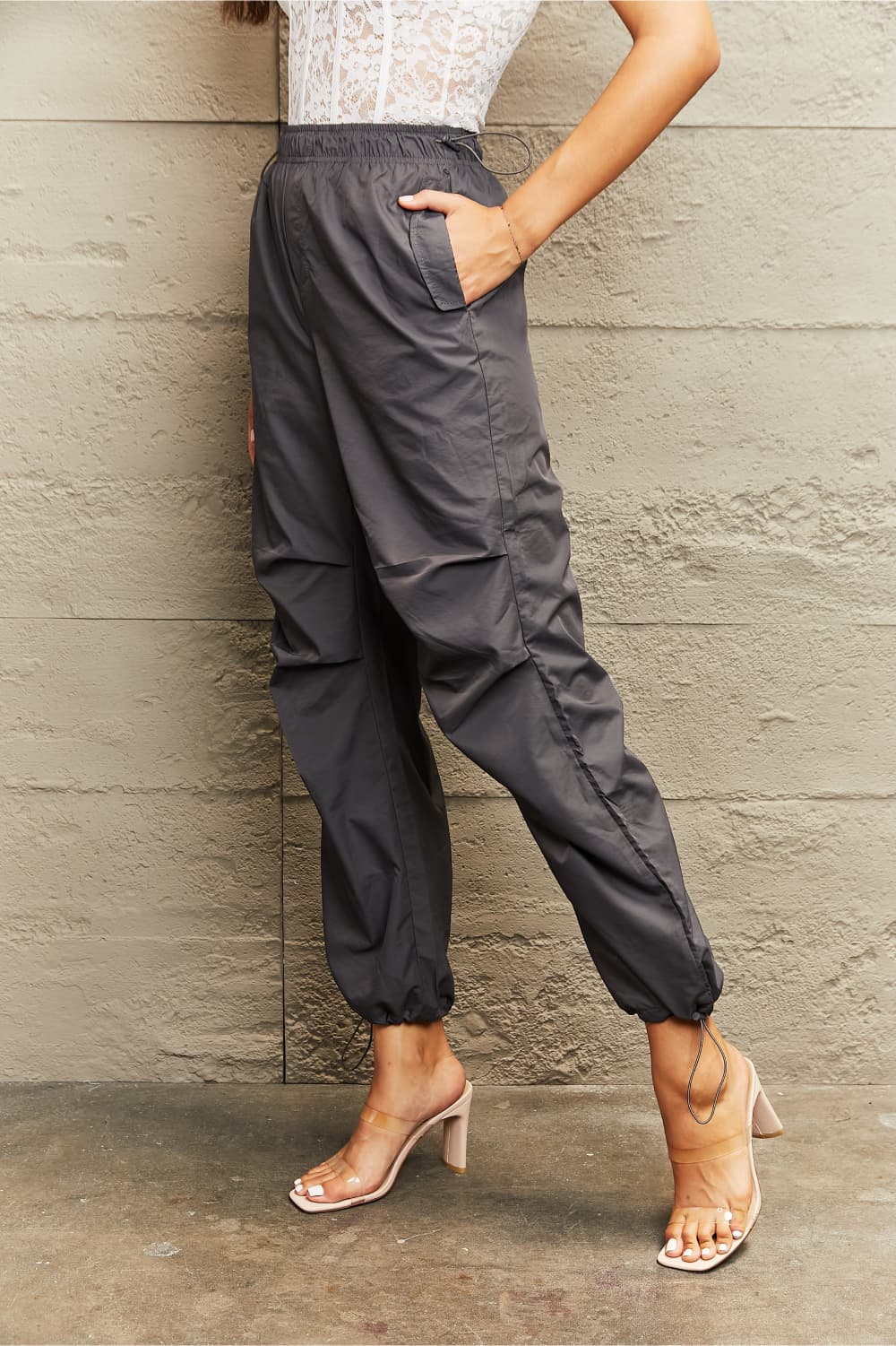 Drawstring Waist Pants with Pockets - BloomBliss.com