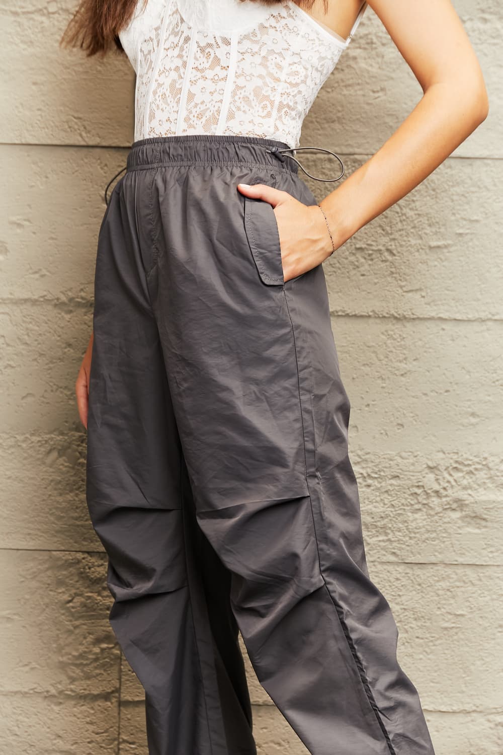 Drawstring Waist Pants with Pockets - BloomBliss.com