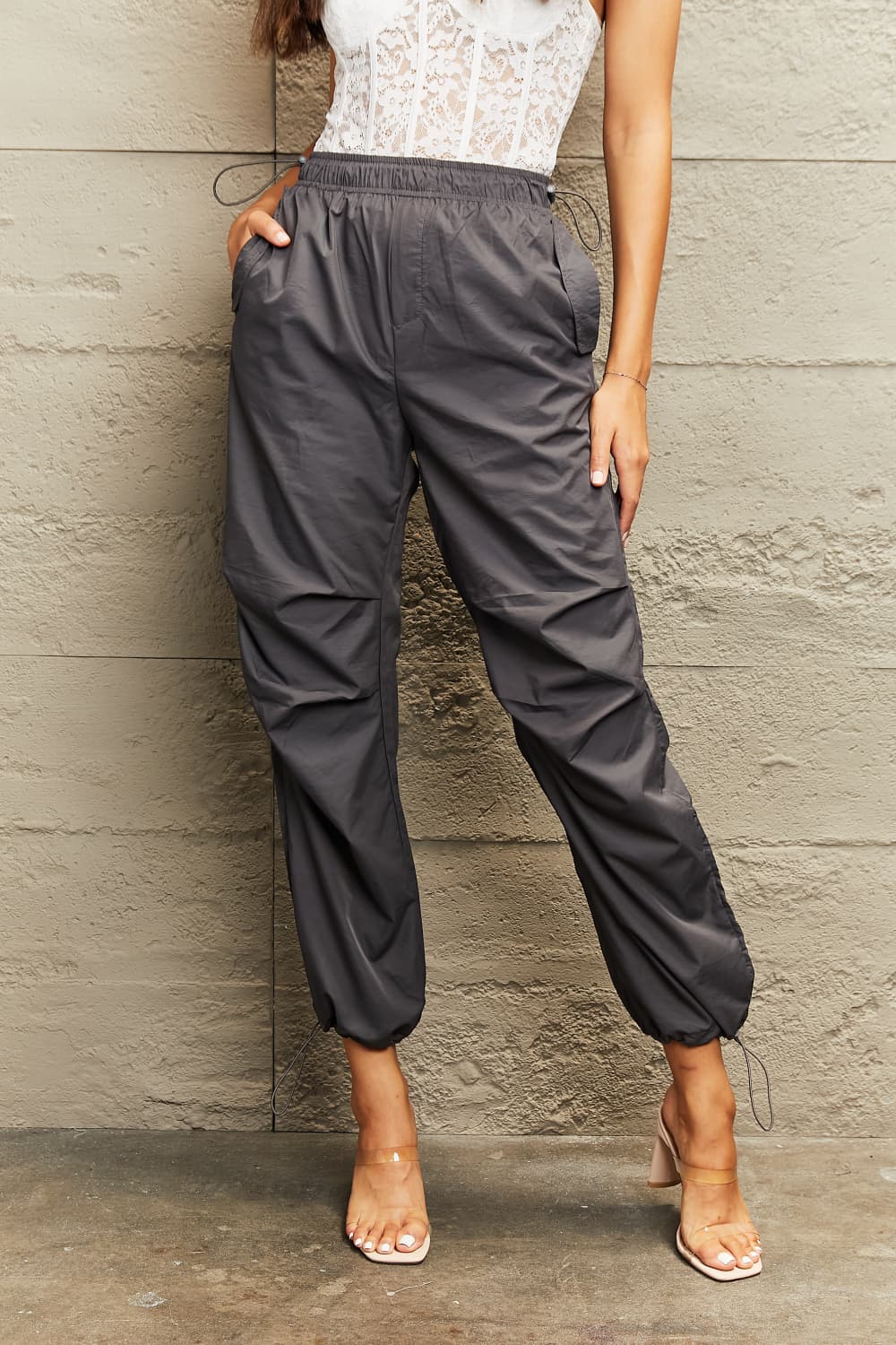Drawstring Waist Pants with Pockets - BloomBliss.com