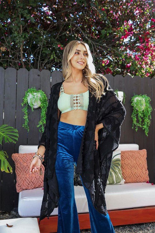 Embroidered Zig Zag Soft Kimono - BloomBliss.com