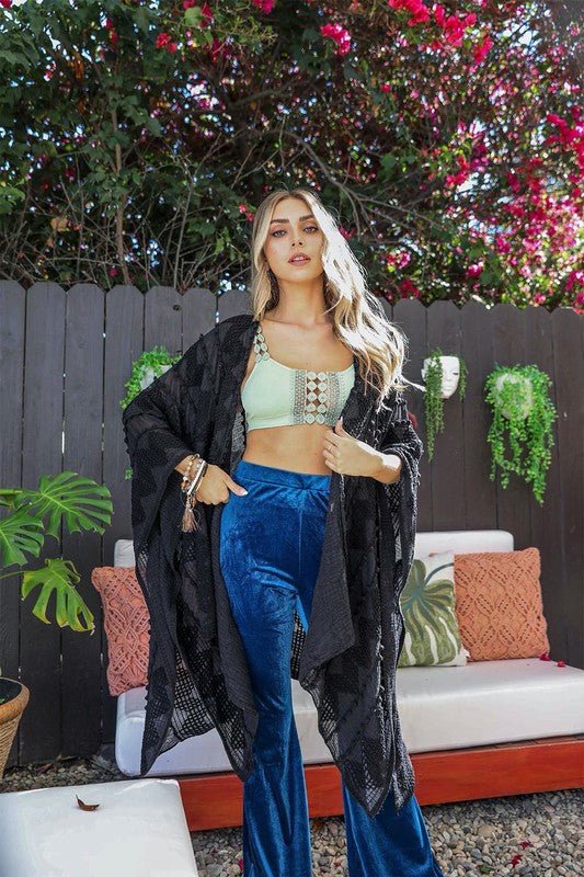 Embroidered Zig Zag Soft Kimono - BloomBliss.com