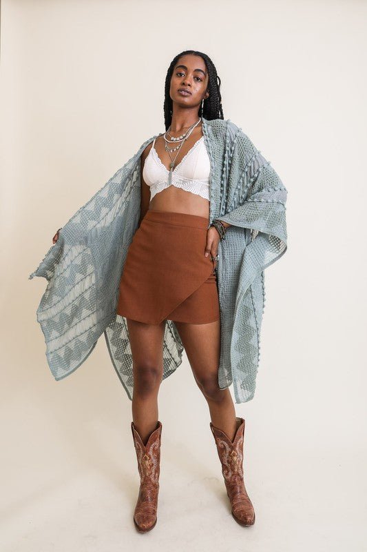 Embroidered Zig Zag Soft Kimono - BloomBliss.com