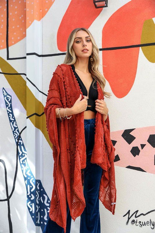 Embroidered Zig Zag Soft Kimono - BloomBliss.com