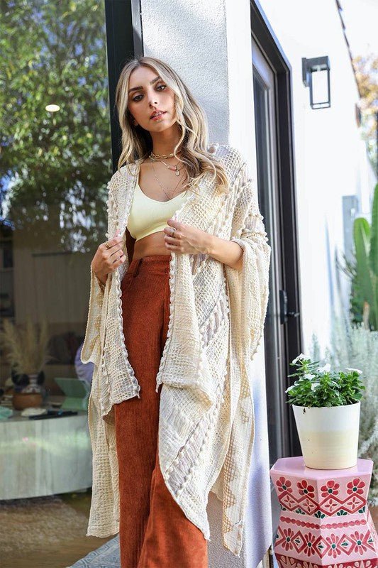 Embroidered Zig Zag Soft Kimono - BloomBliss.com