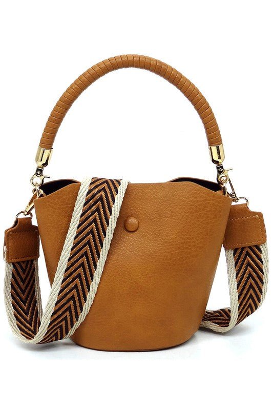 Fashion Bucket Crossbody Bag with Guitar Strap - BloomBliss.com
