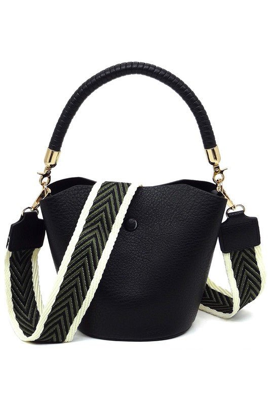 Fashion Bucket Crossbody Bag with Guitar Strap - BloomBliss.com