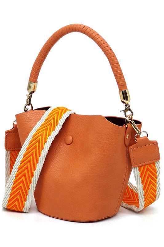 Fashion Bucket Crossbody Bag with Guitar Strap - BloomBliss.com