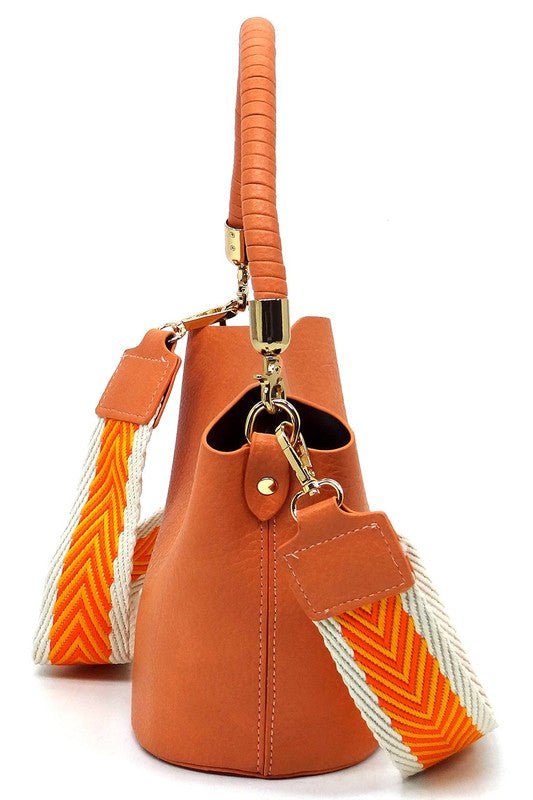 Fashion Bucket Crossbody Bag with Guitar Strap - BloomBliss.com