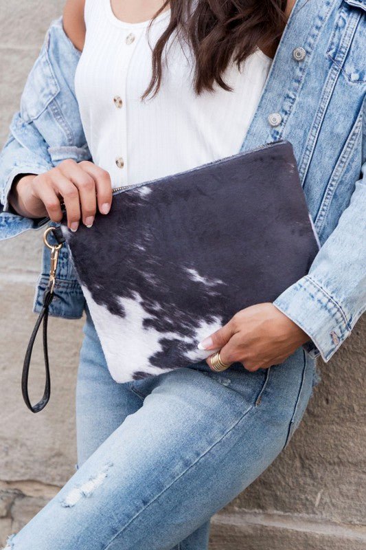 Faux Fur Cow Animal Print Clutch - BloomBliss.com