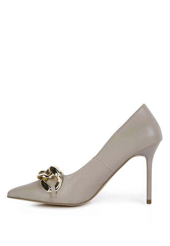 Fontana Grey Chain Detail High Heeled Sandals - BloomBliss.com