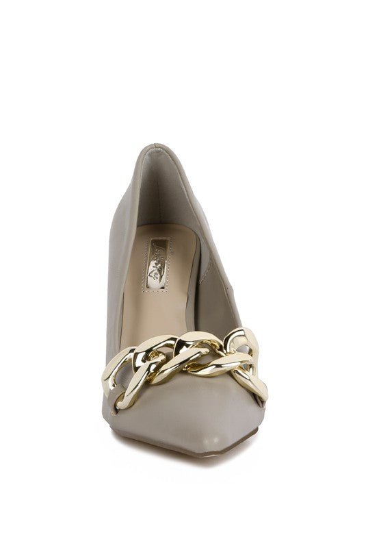 Fontana Grey Chain Detail High Heeled Sandals - BloomBliss.com