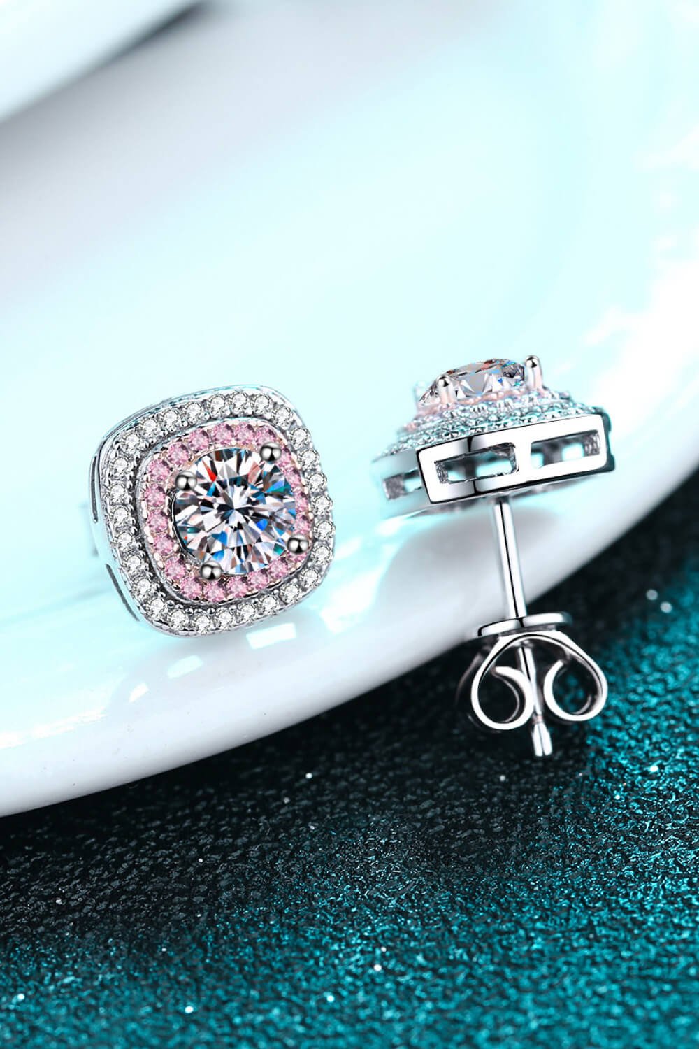 Geometric Moissanite Stud Earrings - BloomBliss.com