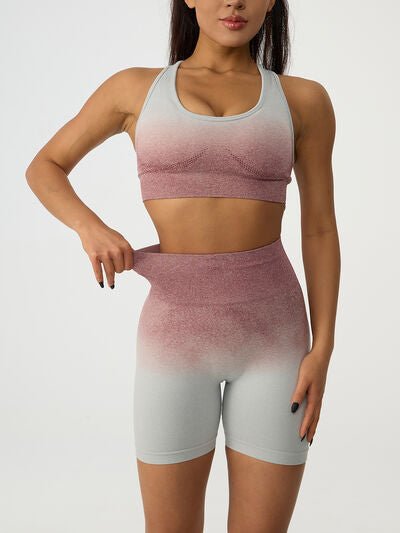 Gradient Scoop Neck Tank and High Waist Shorts Active Set - BloomBliss.com