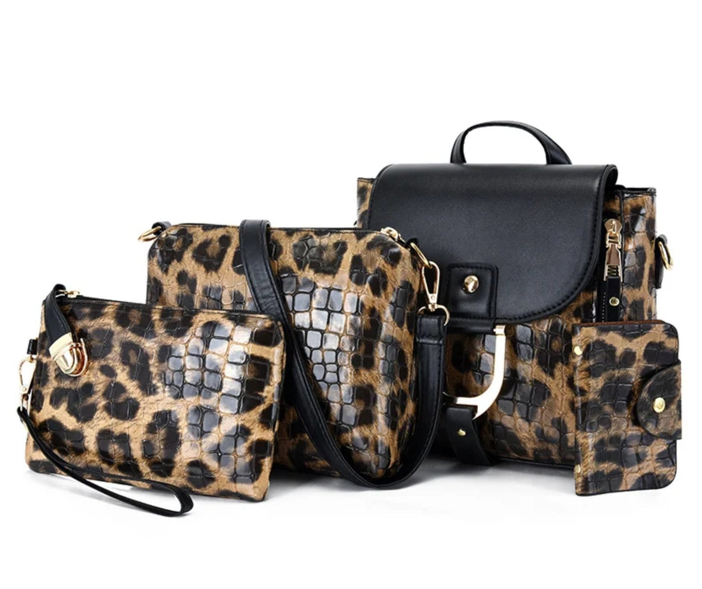Leopard Shoulder Bag 4 piece Set - BloomBliss.com