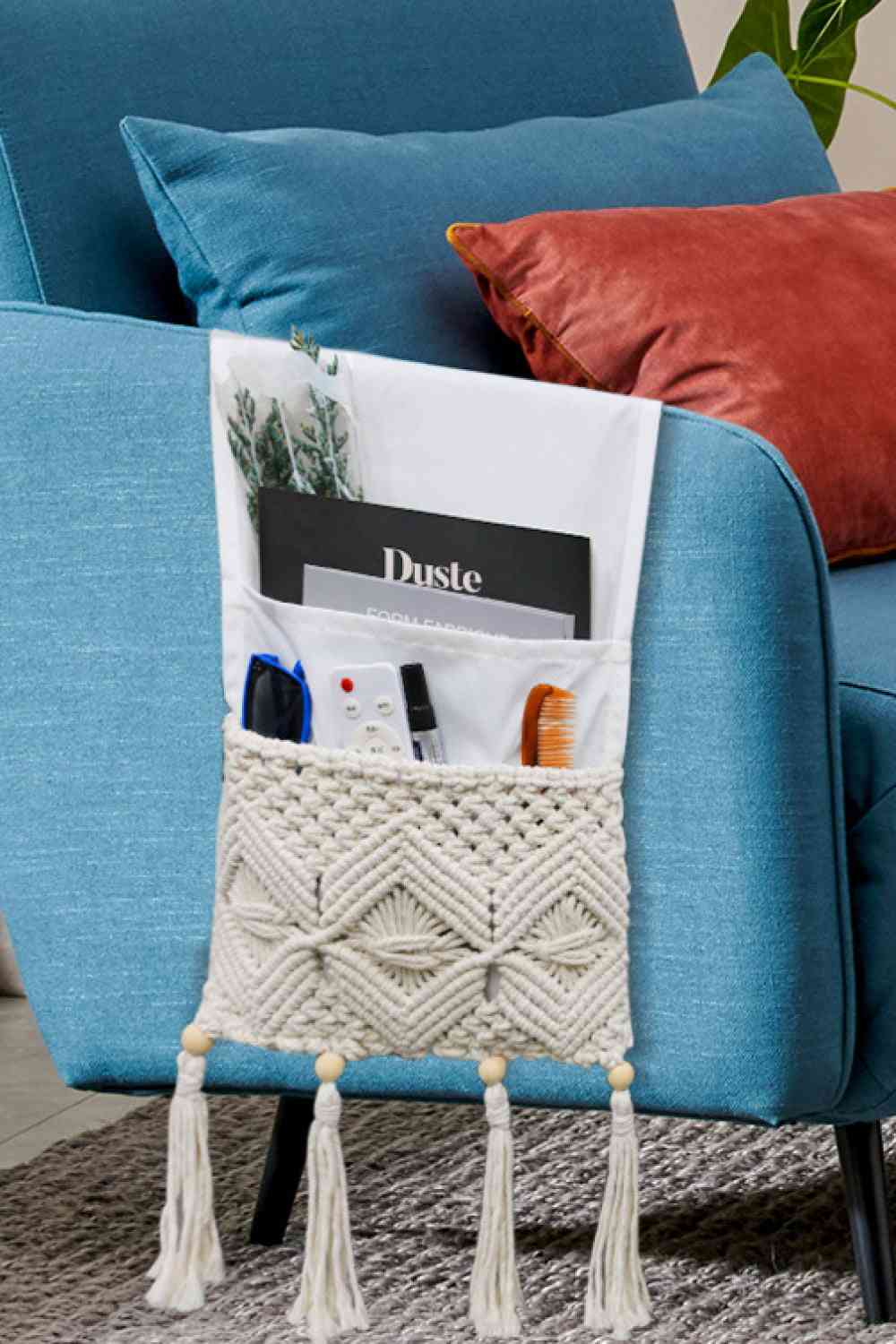 Macrame Sofa Armrest Magazine Holder - BloomBliss.com